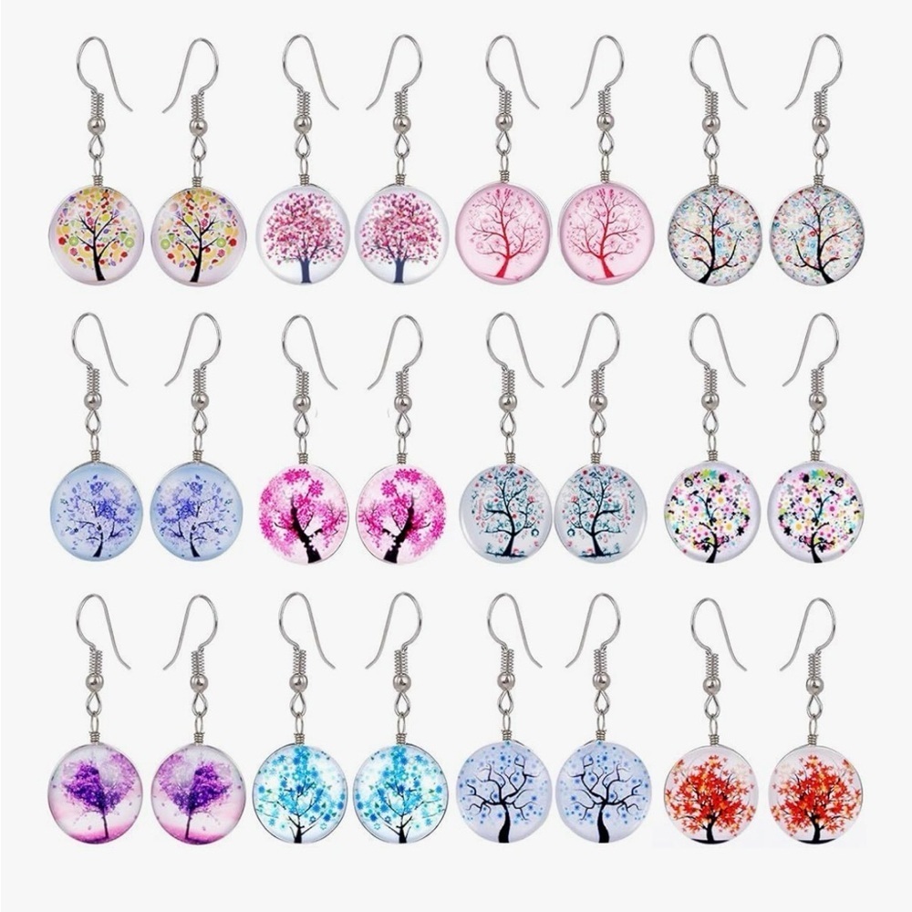 Colorful Tree Design Earrings